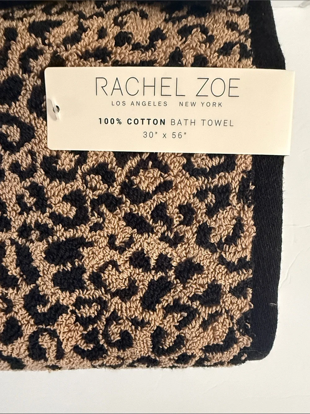 NWT Rachel Zoe 8 Piece 100% Cotton Bath Towel Set Black Tan Leopard Animal Print